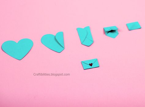 Adorable mini heart envelope - How to Cute idea for a note. Kids would love this! Envelope Craft, Valentine Card Crafts, Notes Diy, Tiny Envelopes, Heart Envelope, Heart Diy, Day Countdown, Diy Envelope, Small Envelopes