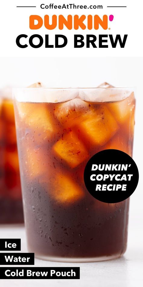 Making Dunkin’ Cold Brew at home is easy! Just steep ground coffee packets in water in the refrigerator overnight and enjoy in the morning. #dunkincoffee #coldbrew #dunkindonuts #dunkincopycat Dunkin Cold Brew, Different Coffee Drinks, Summer Coffee Drinks, Caffeinated Drinks, Matcha Drink Recipes, Coffee Recipe Healthy, Breakfast Drinks, Cold Brew Recipe, Cold Brew At Home