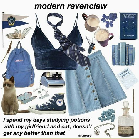 Harry Potter Aesthetic Outfits, Modern Ravenclaw, Ravenclaw Outfit, Stile Harry Potter, Ravenclaw Pride, Hogwarts Outfits, Ravenclaw Aesthetic, Academia Outfits, Mood Clothes