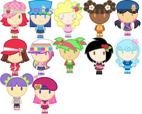 Strawberry shortcake redesigns by Cutiegirlz on DeviantArt Peppermint Fizz, Strawberry Shortcake Blueberry, Cake Orange, Strawberry Shortcake Cartoon, Strawberry Shortcake Characters, Rainbow Sherbet, Vintage Strawberry Shortcake, Ginger Snap, Angel Cake