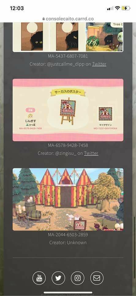 Circus Codes Acnh, Animal Crossing Design Codes Carnival, Acnh Abandoned Carnival, Acnh Haunted Carnival, Acnh Circus Design Codes, Circus Animal Crossing, Acnh Circus Design, Animal Crossing Carnival Codes, Spooky Carnival Acnh