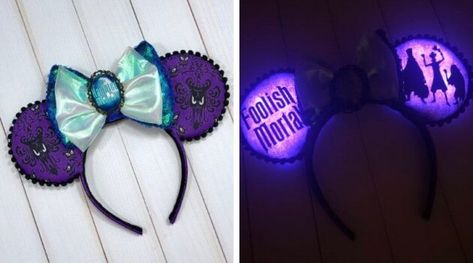 Light Up Your Nights With These Minnie Inspired Ears! | Inside the Magic Light Up Minnie Ears, Light Up Mickey Ears, Disney Attire, Gold Sequin Fabric, Stitch Ears, Up Disney, Diy Mickey Ears, Rose Gold Lights, Cinderella And Prince Charming