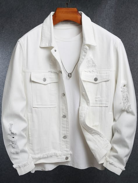 White Jacket Outfit Men, Jeans Jacket Outfit Men, Stylish Jackets For Men, White Denim Jacket Mens, White Denim Jacket Outfit, Jean Jacket Outfits Men, White Jacket Outfit, White Jackets, Off White Jacket