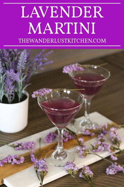 Indulge in this delicious Lavender Martini. All you need is 3 simple ingredients and a few minutes, and you will have a scrumptious purple cocktail at your fingertips! Best Martini Recipes, Lavender Drink, Lavender Martini, Easy Party Drinks, Martini Recipes Vodka, Cocktails To Make At Home, Lavender Cocktail, Easy Alcoholic Drinks, Fun Drinks Alcohol