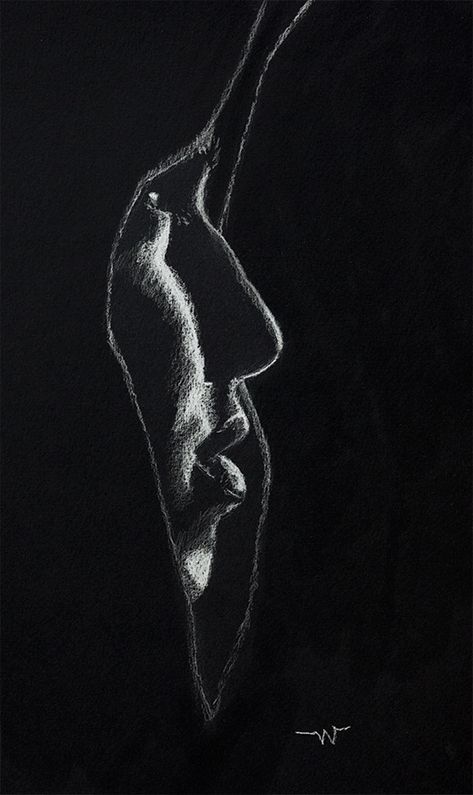 White Chalk Art On Black Paper, White Sketch On Black Paper, White Chalk Art, White On Black Drawing, Drawings On Black Paper, Chalk On Black Paper, Painting On Black Canvas, Black Paper Drawing Ideas, Black Canvas Art