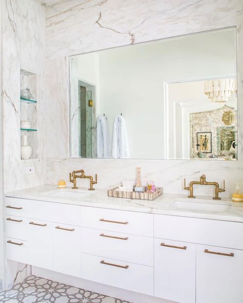 Khoury Vogt Architects on Instagram: “Loved designing this floating vanity for our clients to showcase the marble mosaic tile floor and the marble slab surrounds further…” Alys Beach Florida, Calcutta Gold Marble, Calcutta Gold, Alys Beach, Mosaic Floor Tile, Marble Mosaic Tiles, Floating Vanity, Marble Slab, Marble Mosaic