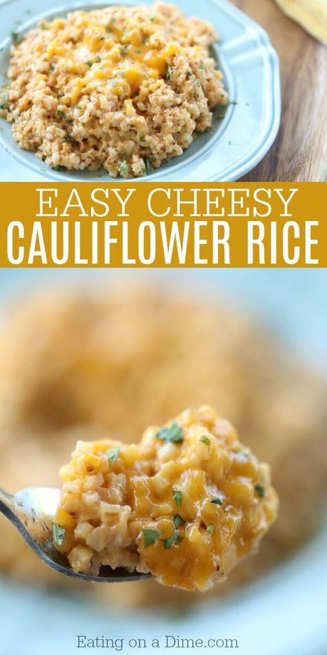 Cheesy Cauliflower Recipes, Easy Cheesy Cauliflower, Cheesy Cauliflower Rice, Keto Side Dish, Keto Side, Cauliflower Rice Recipes, Cheesy Cauliflower, Resep Diet, Low Carb Sides