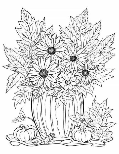 Fall is the perfect time to cozy up with a coloring book and some crayons. This collection of 47 fall coloring pages is perfect for kids of all ages. With a variety of themes, including pumpkins, leaves, and falling leaves, there's something for everyone. So grab your favorite coloring supplies and get ready to have some fall #FallPumpkinColoringPages #FallFlowersColoringPages #AutumnColoringPagesForAdults #AutumnColouringPages Halloween Colouring Pages For Adults, Fall Coloring Pages For Adults, Fall Coloring Sheets, Thanksgiving Coloring Sheets, Card Making Flowers, January Activities, Garden Coloring Pages, Turkey Coloring Pages, Thanksgiving Coloring