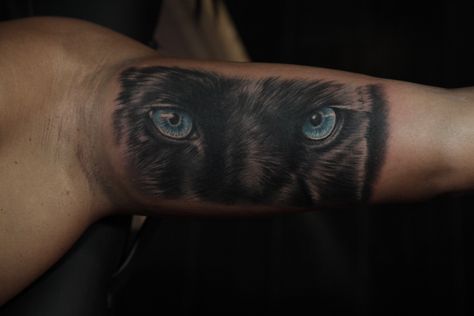 Black panther tattoo by Rich Pineda Panther Eyes Tattoo, Panther Eyes, Black Panther Face, Black Panther Tattoo, Eyes Tattoo, Panther Tattoo, Black Panthers, Face Tattoo, Eye Tattoo