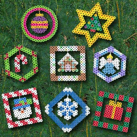 Homemade Ornament, Hama Beads Christmas, Perler Beads Ideas, Christmas Perler Beads, Melty Bead Patterns, Fuse Bead Patterns, Fusion Beads, Hama Beads Design, 8bit Art