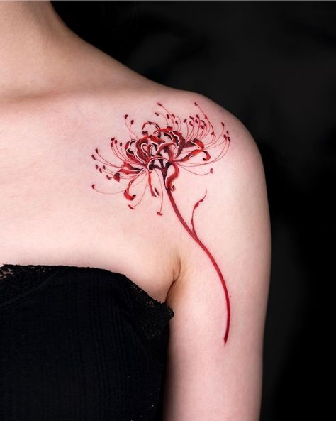 Lily Flower Tattoo, Red Flower Tattoos, Lillies Tattoo, Lily Tattoo Design, Lily Flower Tattoos, Red Spider Lily, Inspiration Tattoos, Red Ink Tattoos, Lily Tattoo