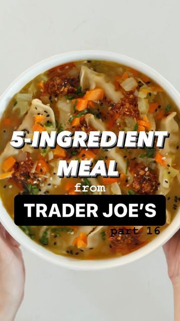 Mia Syn, MS, RDN on Instagram: "5-ingredient meal you can make from the Trader Joe’s part 16✨ You’ll need: 1 package of chicken potstickers 1 package of mirepoix 2 tbsp soyaki sauce 1 container of chicken broth 1-2 tbsp crunchy chili onion for serving Optional for topping: sesame seeds, green onion What to do: 1️⃣Lightly fry the potstickers over medium-high heat in olive oil on both sides for 7-10 minutes. 2️⃣In a medium saucepan, saute the mirepoix with olive oil until tender, about 3 minu Mirepoix Soup, Soyaki Sauce, Trader Joes Soup, Potsticker Soup, Chicken Potstickers, Chicken Gyoza, Roasted Bell Peppers, Chicken Dumpling Soup, Steamed Chicken