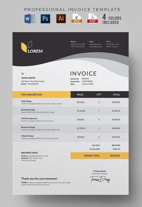 Business Invoice Template, Company Invoice Design, Bill Invoice Design, Corporate Invoice Design, Business Invoice Design, Invoice Design Ideas, Modern Invoice Design, Creative Invoice Design, Excel Design Ideas