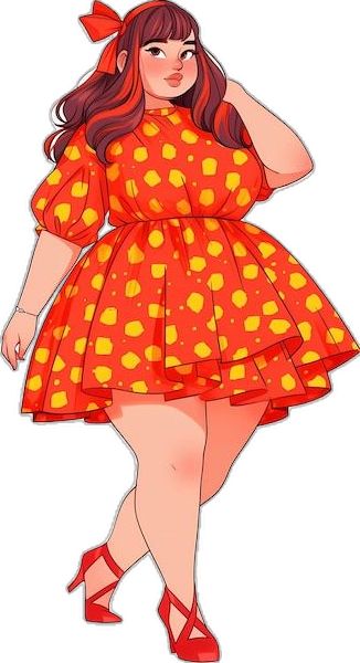 Plus Size Character Design For Women, Plus Sized Drawing, Chubby Girl Drawing, Fat Character Design, Plus Size Character Design, Curvy Logo, Fat Positive Art, Bee Fairy, Fat Cartoon