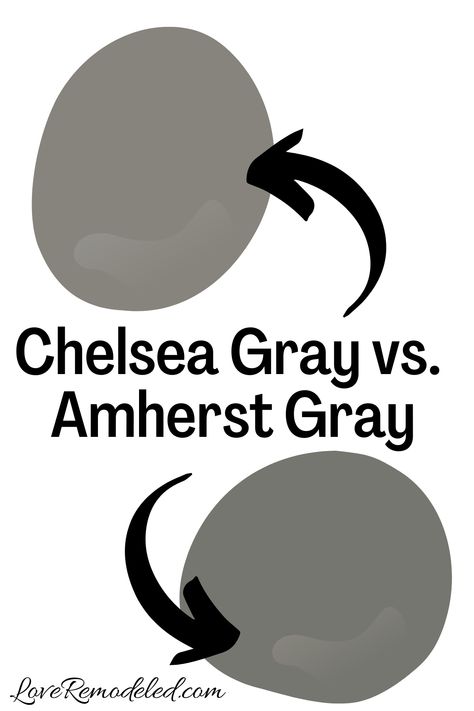 Benjamin Moore Chelsea Gray vs. Amherst Gray Gauntlet Gray Sherwin Williams, Warm Gray Paint Color, Brown Grey Paint Color, Kendall Charcoal Benjamin Moore, Dark Gray Paint, Brown Grey Paint, Popular Neutral Paint Colors, Popular Grey Paint Colors, Dark Gray Paint Colors