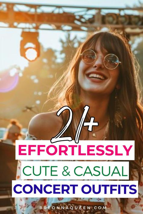 "Embrace your love for music and fashion with our 21 casual concert outfits for women. Perfect for any venue, these looks will keep you rocking all night long! #ConcertAttire #CasualFashion #MusicEventStyle" Concert Outfit Inspiration Fall, Jeans Concert Outfit Casual, California Concert Outfit, End Of Summer Concert Outfit, Cool Concert Outfits Casual, Shakey Graves Concert Outfit, Outdoor Concert Festival Outfit, Outdoor Concert Outfit Cold Weather, Concert Sneaker Outfit