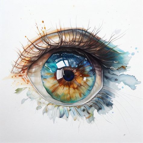 Watercolour Eye, Collage Paintings, Watercolor Eyes, Loose Watercolor, Goddess Art, Pen And Watercolor, Eye Art, Watercolor Portraits, Eye Drawing