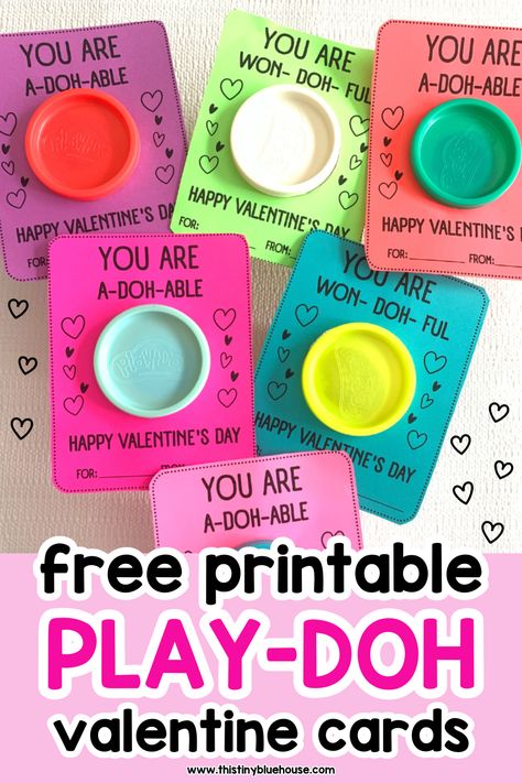 These adorable non-candy Valentine cards are so cute and really easy to make. Our free printable Play-Doh Valentine cards are perfect for sending to school. Kids absolutely love getting this play-doh valentine for kids! It's always a hit with young kids! Add a chocolate if you want to add a sweet treat but this play-doh Valentine card printable is plenty without. Head on over to our website to score your free Play-Doh Valentine template today! Play Dough Valentine, Non Candy Valentines, Free Printable Valentines Tags, Play Dough Gift, Free Printable Valentines Cards, Valentine Card Template, Valentine Template, Punny Valentines, Diy Valentines Cards