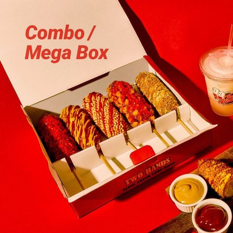 Corndog Packaging, Food Festival Design, Korean Corn Dog, Korean Corn, Fried Chicken Restaurant, Chicken Boxes, Mini Corn Dogs, Food Business Ideas, Ayam Bakar