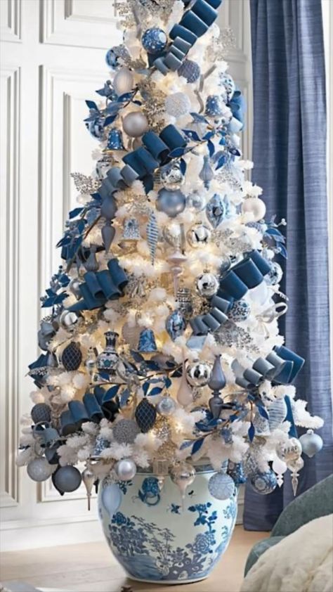 Frosted French Blue Ornament … curated on LTK French Blue Christmas Decor, French Blue Christmas, Blue Christmas Tree Decorations, Chinoiserie Planter, Blue And White Christmas, Diy Christmas Party, Blue Ornament, Chinoiserie Christmas, Blue Christmas Decor