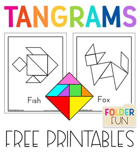 Free printable tangrams and tangram pattern cards. These activity sheets are great for preschool math learning centers. Students work on building different animals, objects and shapes. Tangram Puzzles Printable Free, Tangram Printable Free, Shape Puzzles Free Printable, Tangrams Printables Free, Tangram Animals, Tangram Printable, Tangram Activities, Tangram Patterns, Math Learning Center