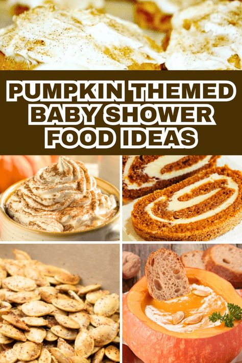 Fall Baby Shower Food Ideas - little pumpkin baby shower recipes for a fun autumn baby shower menu or brunch baby shower food. Even baby shower food ideas on a budget for your pumpkin themed party! #pumpkinrecipes #babyshower #babyshowerfood #fallparty #brunchbabyshower Fall Themed Brunch Ideas, Fall Themed Baby Shower Food, Fall Baby Shower Snacks, Pumpkin Shower Ideas, I Smell A Child Baby Shower Theme, Pumpkin Baby Shower Food Ideas, Pumpkin Themed Food, Fall Baby Shower Themes For Boys, Lil Pumpkin Baby Shower Ideas