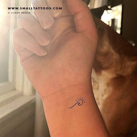 Wave And Sun Tattoo, Zee Tattoo, Minion Tattoo, Wave Tattoos, Small Tats, Wave Tattoo, Marvel Tattoos, Beach Tattoo, Sun Tattoos