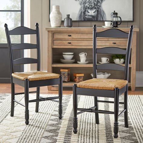 Simple Living Jessie Ladder back dining chair (Set of 2) - Bed Bath & Beyond - 31766365 Modern Farmhouse Dining Chairs, Redo Dining Chairs, Rustic Kitchen Chairs, Dining Chairs Black, Ladder Back Dining Chairs, Target Store, Farmhouse Dining Chairs, Ladder Back Chairs, Black Dining Chairs