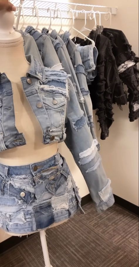 Custom Skirt Outfits, Denim Diy Clothes Ideas, Custom Skirt Denim, Demin Outfits Black Women, Custom Denim Skirt Outfit, Denim Tears Outfit Black Women, Custom Denim Outfit, Cute Denim Outfits, Custom Jean Skirt