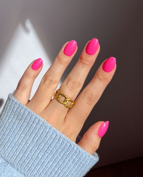 you can never go wrong with a pink nail 💅💖⁠ ⁠ @pop_polished wearing Hot Pink 🛍️ Fushia Nail Color, Suede Nails, Nails Solid, Nail Pops, Basic Nails, Pink Nail, Nail Color, Pink Nails, Nail Inspo