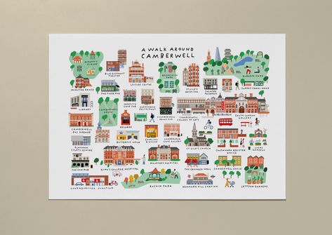 A Walk around Camberwell – Stuff I’ve been drawing Advent Calendar Window, Leisure Centre, Map Illustrations, Camberwell College Of Arts, London Gallery, Gallery Cafe, London Art Print, St Giles, College Days