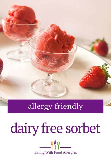 Allergy Diet, Dairy Allergy, Strawberry Sorbet, Dairy Free Ice Cream, Cookie Recipes Homemade, Dairy Free Dessert, Wheat Gluten, Frozen Treat, Recipes Homemade