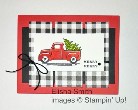 Trucking Along to Christmas by smitel at Splitcoaststampers Stampinup Mini Catalog 2023, One Horse Open Sleigh, Stamped Christmas Cards, Tree Home, Card Layouts, Stampin Up Christmas Cards, Christmas Card Crafts, Birthday Cards For Men, 2024 Christmas