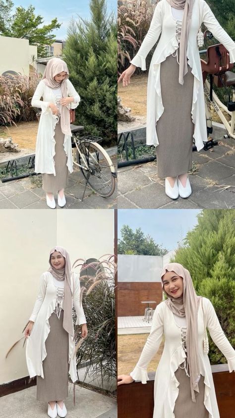 Outer Hijab, Outfit Hijab Ideas, Online Shopping Sites Clothes, Ootd Korean Style, Kebaya Modern Dress, Outer Dress, Mix Match Outfits, Cute Modest Outfits, Muslim Fashion Hijab Outfits