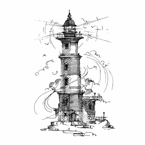 Nautical Shirt Design, Lighthouse Silhouette, Lighthouse Svg, Lighthouse Clipart, Lighthouse Drawing, Print Sketch, Nautical Shirt, Lighthouse Tattoo, Sketch Watercolor