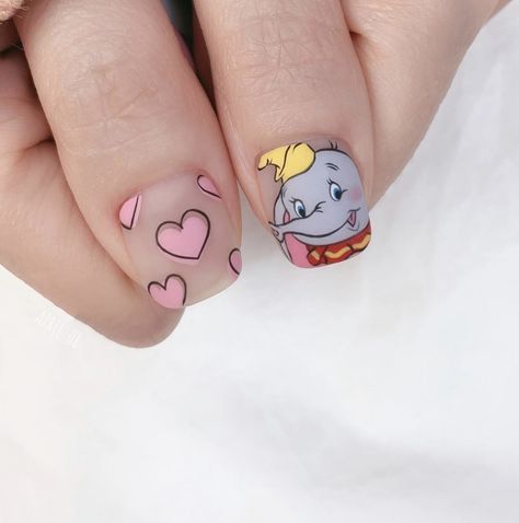 Elephant Nails, Animation Nails, Disneyland Nails, Character Nails, Nail Art Ombre, Cartoon Clip Art, Love Nails, Short Nails, Something Special