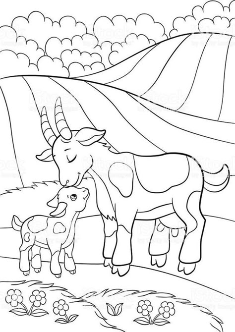 Baby Animals Coloring Pages Mother And Baby Animals, Family Coloring Pages, Baby Coloring Pages, Farm Animal Coloring Pages, Baby Farm Animals, Family Coloring, Dinosaur Coloring Pages, Dinosaur Coloring, Art Drawings For Kids