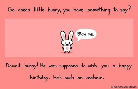 asshole birthday bunny Inappropriate Birthday Cards, Funny Birthday Pictures, Funny Happy Birthday Images, Happy Birthday Card Funny, Happy Birthday Quotes Funny, Happy Birthday Meme, Happy Birthday Funny, Birthday Quotes Funny, Funny Happy Birthday