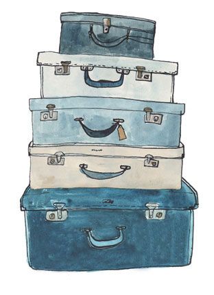 Blue Suitcases Vintage Suitcase, Vintage Luggage, Travel Illustration, Packing Tips For Travel, Art And Illustration, Cute Illustration, Suitcases, Art Journaling, Travel Journal