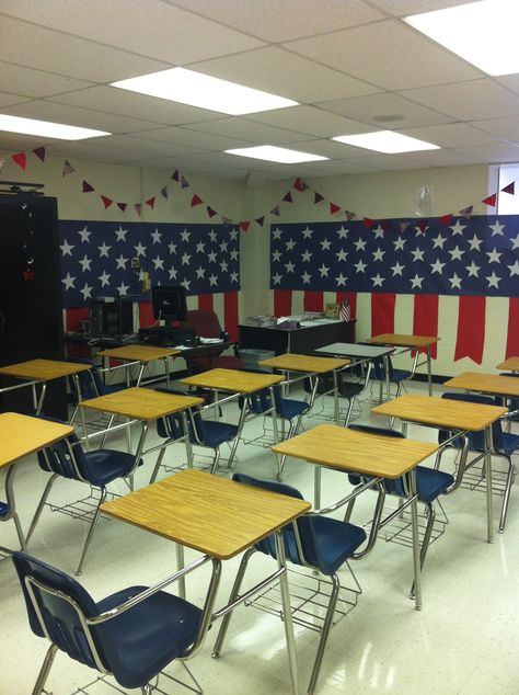 Coach Folkerts American history classroom decorations Patriotic Classroom, History Classroom Decorations, American History Classroom, Classroom Decor Middle, Middle School Classroom Decor, Middle School History, Classroom Decor High School, Diy Classroom Decorations, Kindergarten Classroom Decor