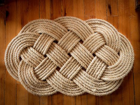 Handmade Ocean Plait Mat, Decorative Outdoor (Indoor) Doormat, Washable, Sailor's Knotted Sisal Hemp Rope Doormat, 16x28 Inches. by knottingshop on Etsy Rope Mat, Sailor Knots, Sisal Rope, Nautical Rope, Natural Sisal, Rope Basket, Hemp Rope, Door Mats, Outdoor Indoor