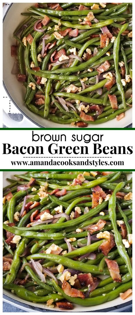 Fresh Green Beans With Bacon And Onion, Green Beans With Bacon And Brown Sugar, Brown Sugar Bacon Green Beans, Crockpot Fresh Green Beans, Brown Sugar Green Beans Bacon, Gourmet Green Bean Casserole, Brown Sugar Green Beans, Southern Green Bean Recipes, Cooked Fruit