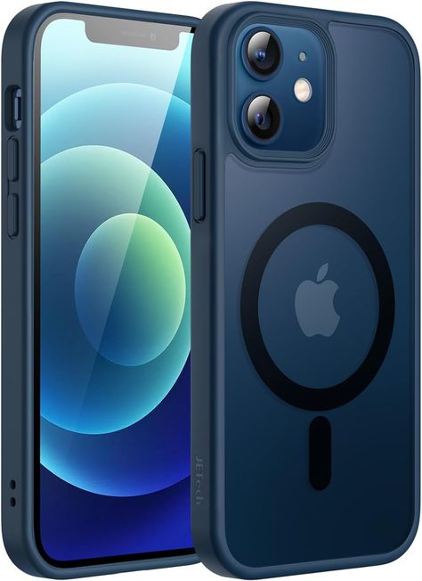 Amazon.com: JETech Magnetic Case for iPhone 12/12 Pro 6.1-Inch Compatible with MagSafe, Translucent Matte Back Slim Shockproof Phone Cover (Green) : Cell Phones & Accessories Blue Iphone 12 Case, Iphone 12 Blue, Iphone Watch, Cover Blue, Cellular Phone, Buy Watches, Free Iphone, Phone Charging, Car Mount