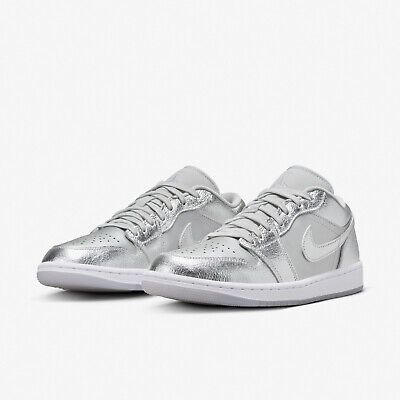 ad eBay - Nike Wmns Air Jordan 1 Low SE AJ1 Metallic Silver Women Unisex Casual FN5030-001 - Buy Now, click the link (eBay) Wmns Air Jordan 1, Silver Wolf, Air Jordan 1 Low, Jordan 1 Low, Air Jordan 1, Women's Sneakers, Jordan 1, Air Jordan, Grey And White