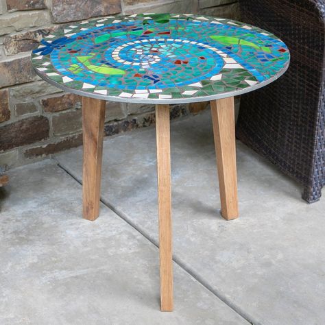 End Table Wood, Mosaic Table Top, Mosaic Stained, Round End Table, Moroccan Mosaic, Glass End Tables, Mosaic Table, Sofa End Tables, Table Frame