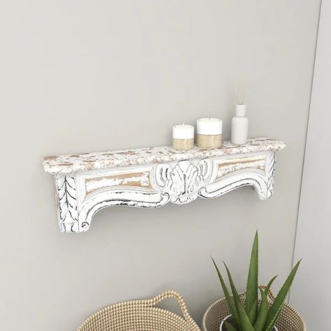 Goodland Fir Solid Wood Accent Shelf Hobby Lobby Shelf, Fireplace Mantel Surrounds, An Organized Home, Stone Fireplace Surround, Mantel Surround, Organized Home, Wood Wall Shelf, Mounted Shelves, Home Space