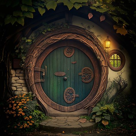 Hobbit Cottagecore, Hobbit House Door, Door Concept Art, The Hobbit Door, The Hobbit Art, Clinic Cabinet, Fantasy Door, Dorm Door Decorations, Fairy Doors On Trees