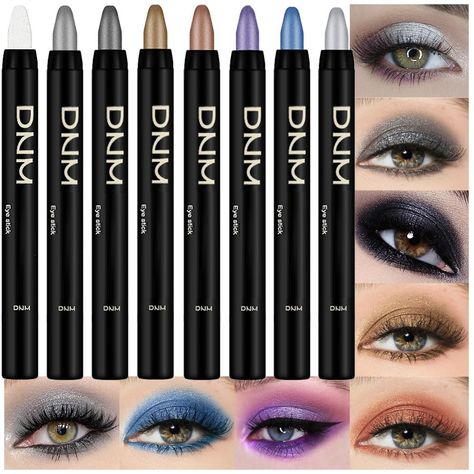 PRICES MAY VARY. ❤【8 PCS Eyeshadow Stick Set】8 classic colors,including White Matte,Brown Gold Shimmer,Mermaid Pink Shimmer,Dark Purple Shimmer,Bronze Shimmerr and Black Shimmer,can be used to create smoky,sultry,luminous,metallic finish,and also works well as a highlighter and Eyeliner Pencil. ❤【Easy to use】Achieve flawless eye makeup in seconds with this shimmering eyeshadow stick set. Designed for smooth blending and even color payoff, these high-pigment sticks will have you ready to face the Eyeshadow Crayon, Dramatic Smokey Eye, Shimmer Makeup, Mermaid Pink, Waterproof Eyeshadow, Silver Eye, Shadow Sticks, Liquid Eyeshadow, Glitter Eyes