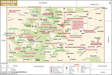 Major attractions of Colorado Map Of Colorado, Colorado Attractions, Usa Maps, Black Canyon Of The Gunnison, Arapahoe Basin, Gunnison National Park, Colorado Map, Wyoming Travel, Fort Morgan