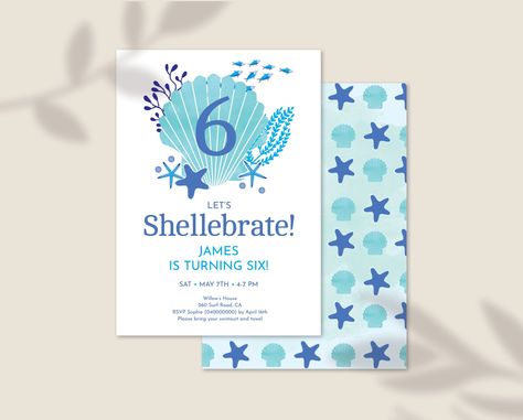 Shellebrate Birthday, Ocean Invitation, Ocean Theme Birthday, Willow House, Birthday Invites, Ocean Theme, Theme Birthday, Ocean Themes, Beautiful Ocean